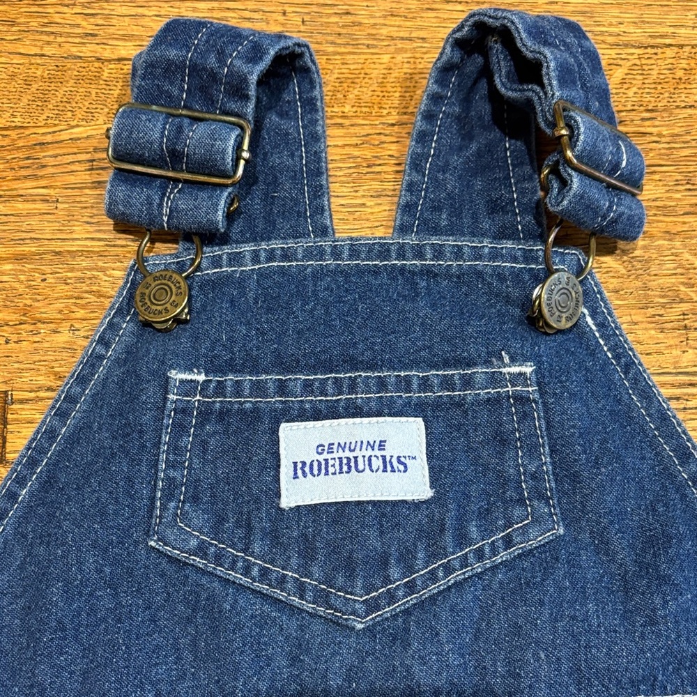 Vintage Genuine Roebucks Blue Denim Overalls for Kids Size 18 months - Picture 2 of 11